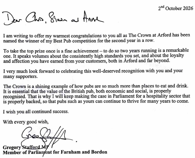Greg stafford letter